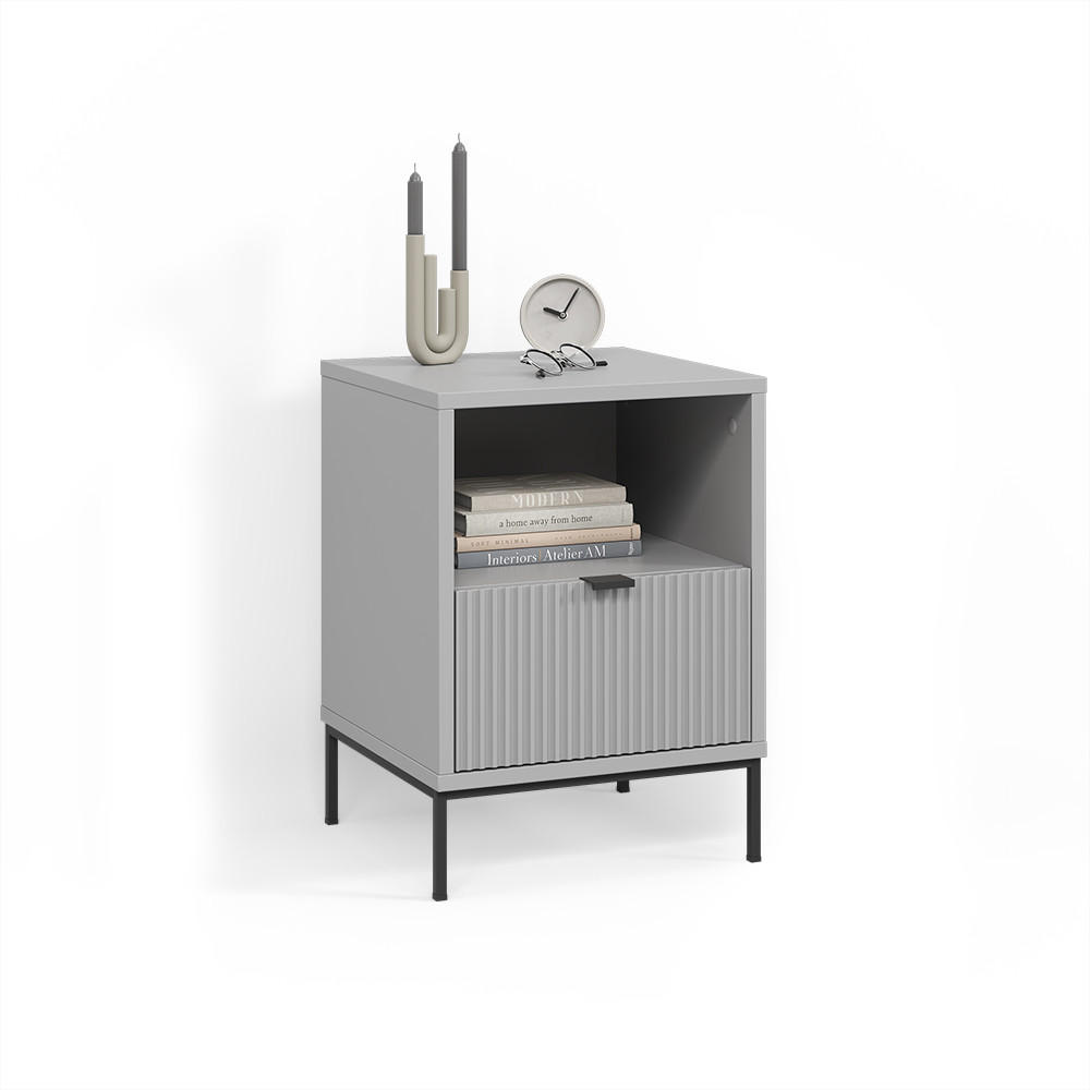 NACHTTISCH Aterno Grau mit 1 Schublade - Grau, Holzwerkstoff (40/55/38.1cm) - Livinity®