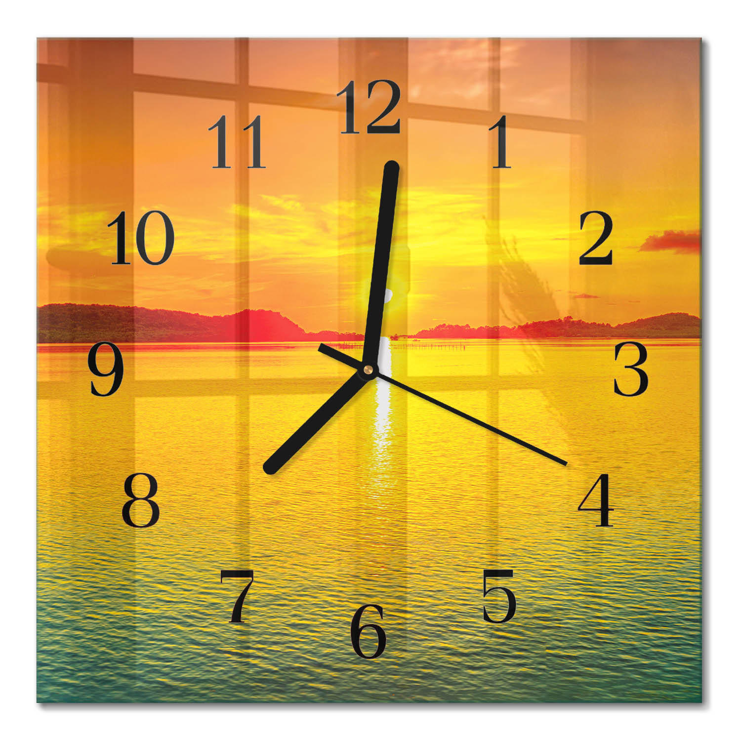 WANDUHR 30x30 cm - Sonnenuntergang - Orange, Glas (30/30/0.4cm) - TULUP