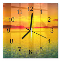 WANDUHR 30x30 cm - Sonnenuntergang - Orange, Glas (30/30/0.4cm) - TULUP