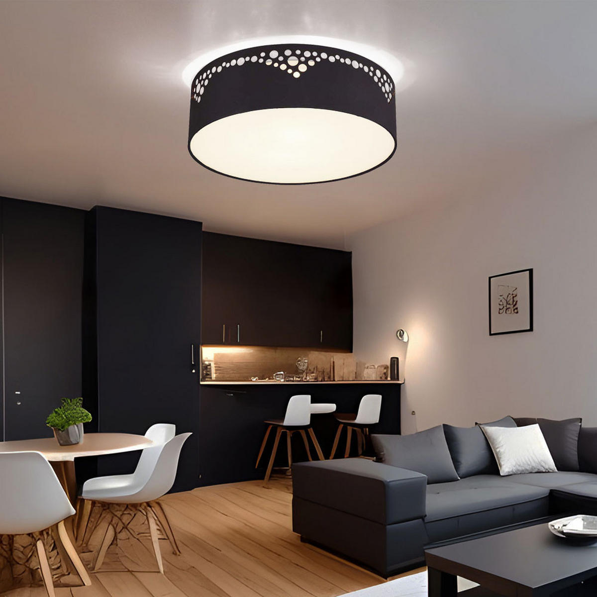 DECKENLEUCHTE Metall Schwarz Opal - Schwarz, Metall (35/35/10cm) - Globo Lighting