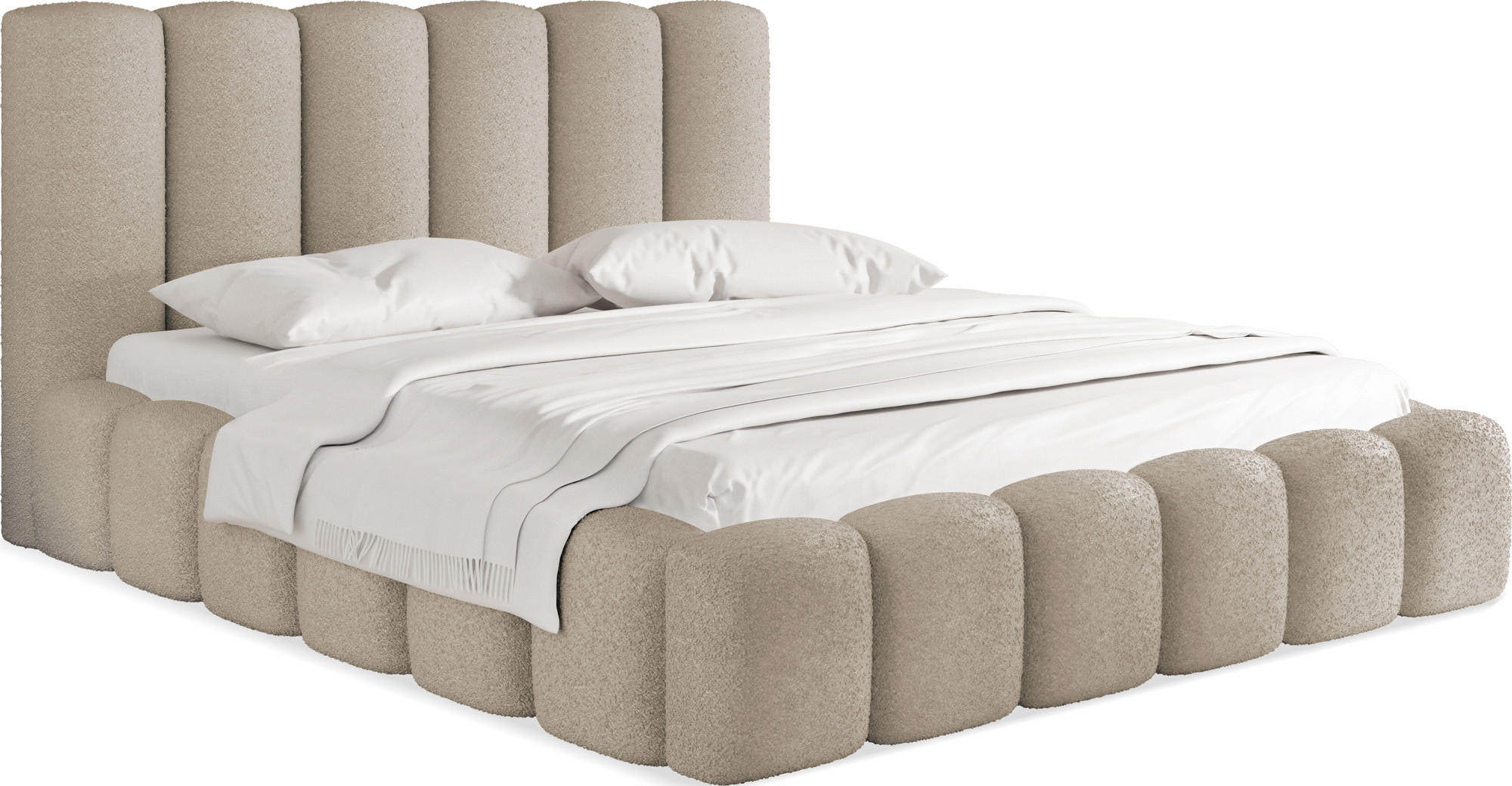 POLSTERBETT Serenity mit Bettkasten, Beige Boucle 140x200 cm - Beige/Birkefarben, Holz/Holzwerkstoff (140/200cm) - WFL GROUP