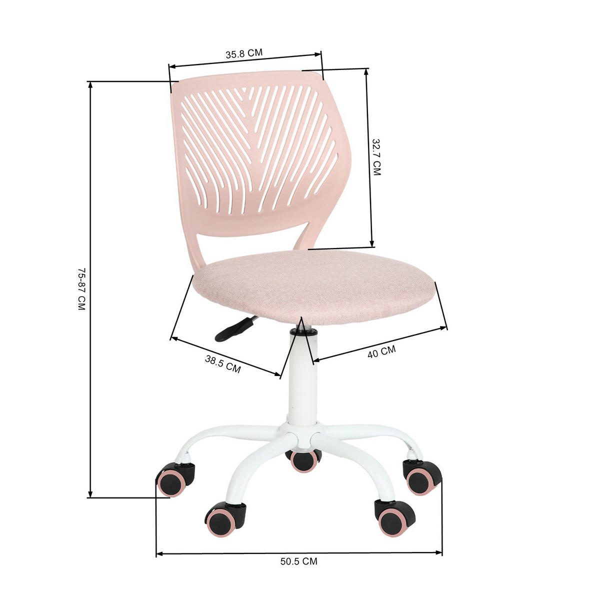 DREHSTUHL Hellrosa - Pink/Hellrosa, Metall (38/85/39cm) - Urban Meuble