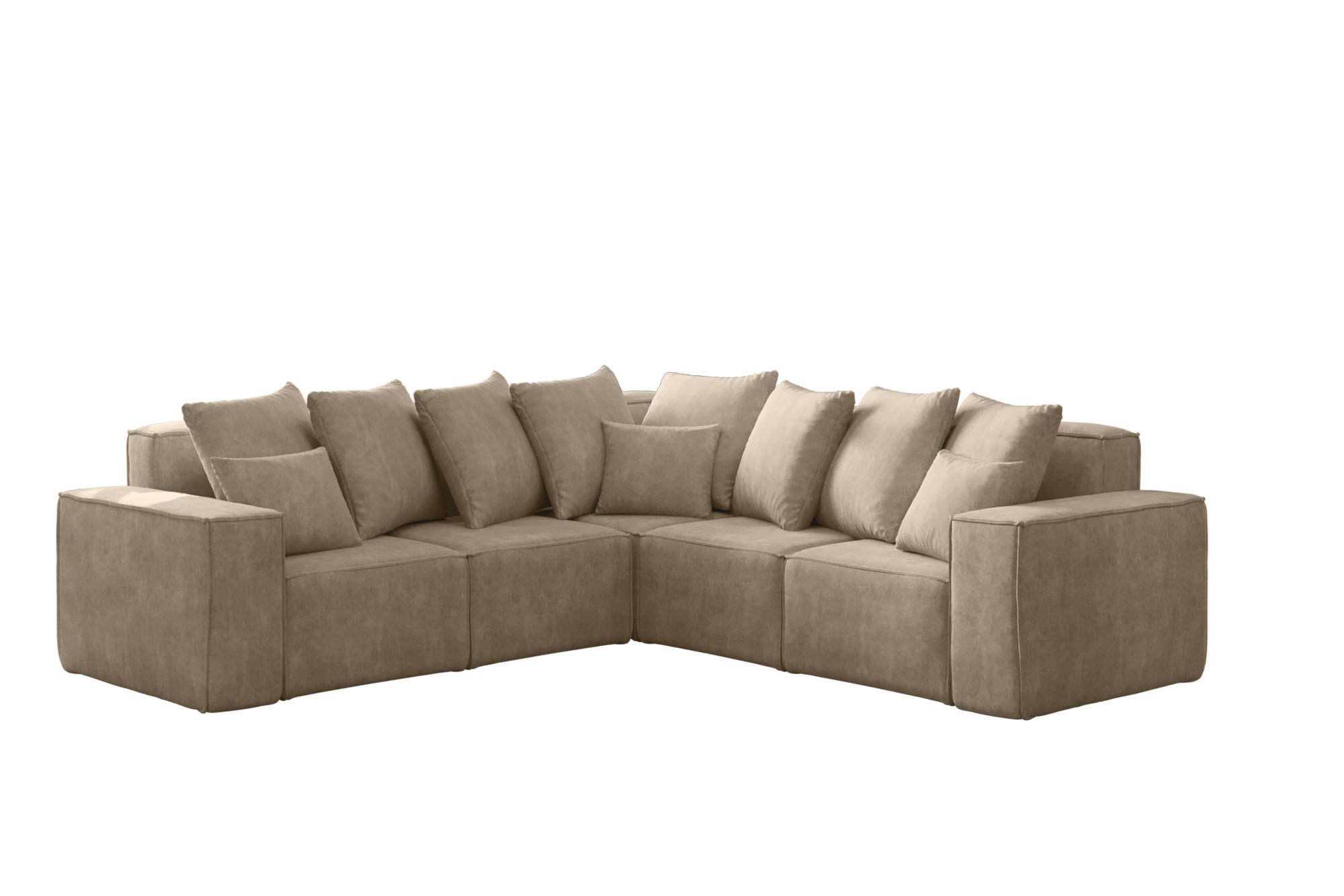 ECKSOFA Corner Ella Stoff Noel Velours Hellbeige - Ecru, Holz/Textil (246/246cm) - Kaiser Möbel