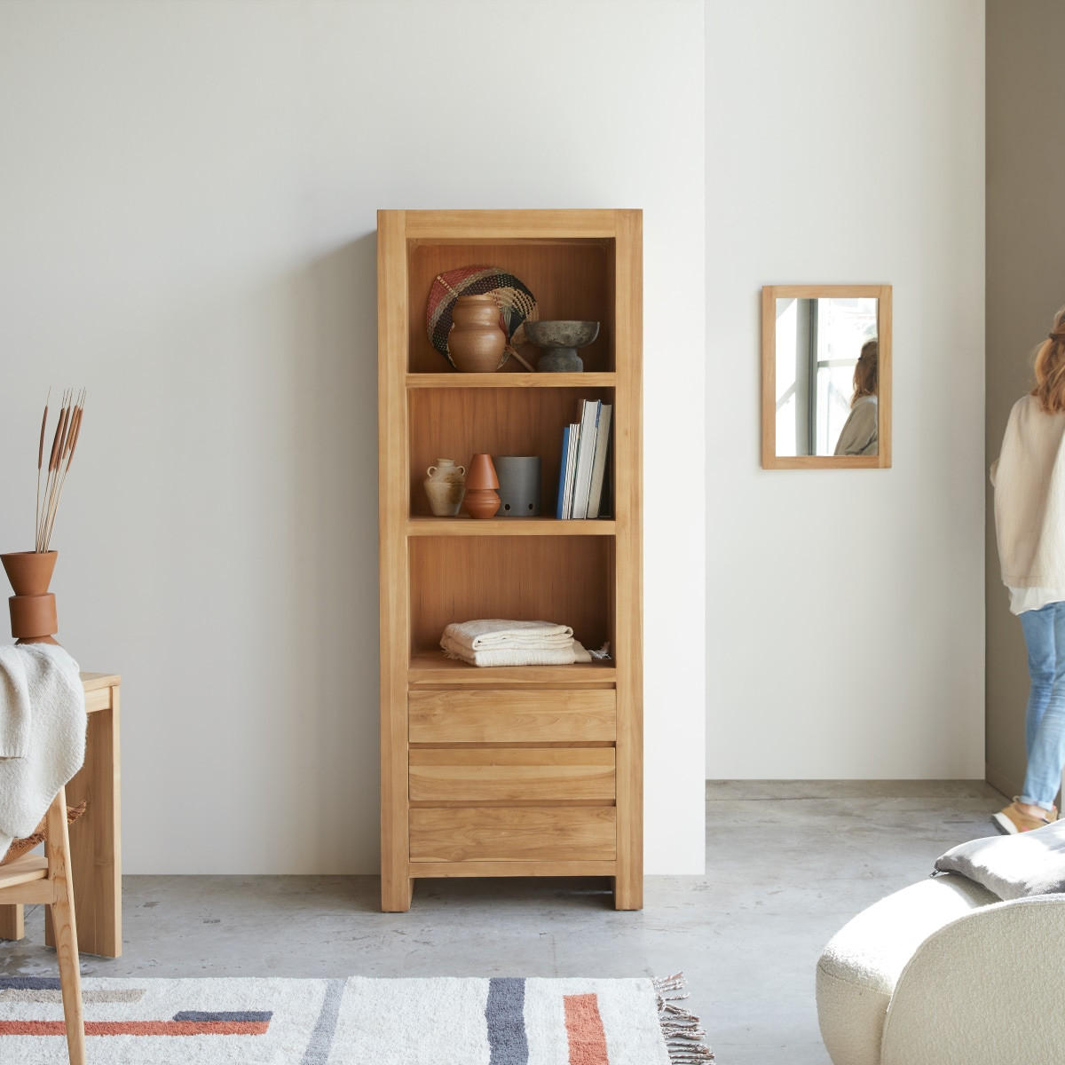 BÜCHERREGAL Eden Natur aus Teak - Naturfarben, Holz (75/200/40cm) - Tikamoon