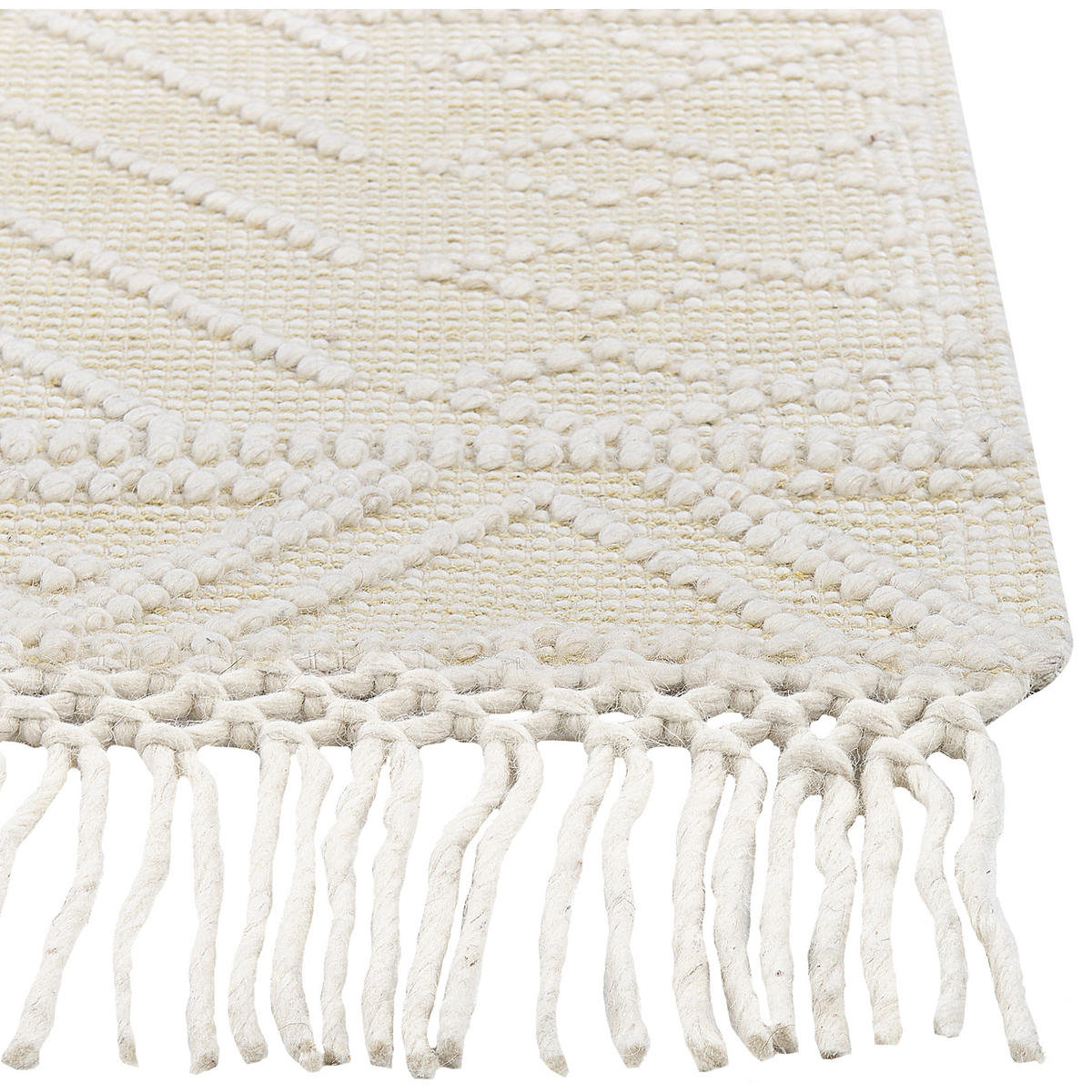 TEPPICH geflochten Mavikent 230/160 cm - Beige, Textil (160/230cm) - Beliani