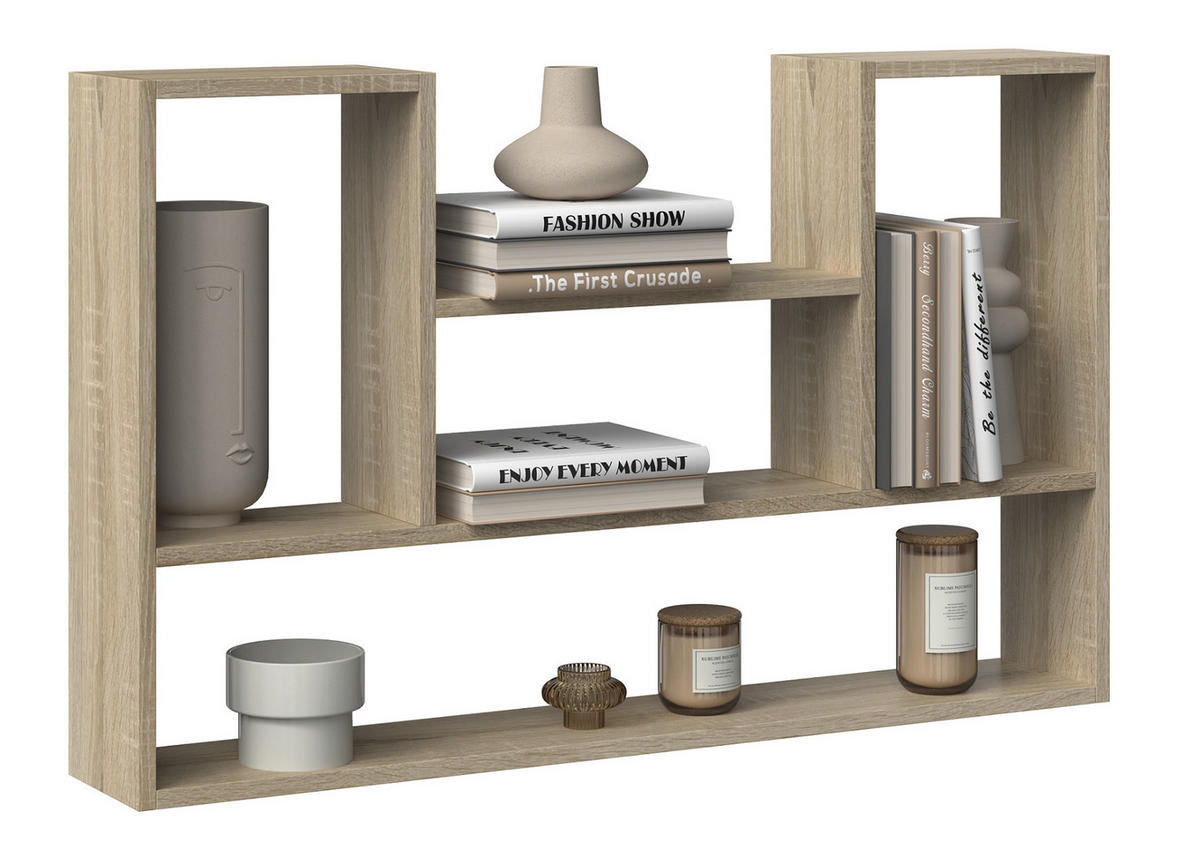 SCHWEBEREGAL Sören - Sonoma Eiche, Holzwerkstoff (60/100/16cm) - kommodly