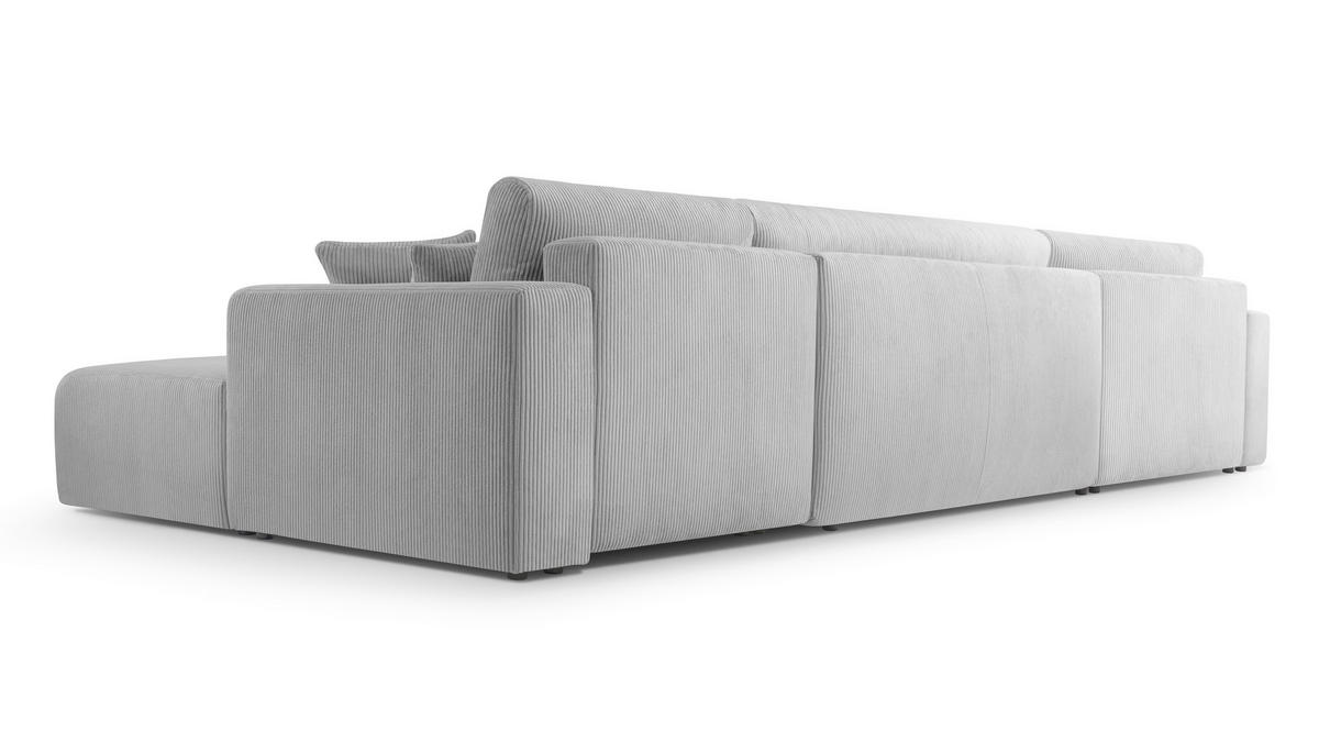 WOHNLANDSCHAFT Catea Hellgrau 364/145/85 cm mit Schlaffunktion - Hellgrau/Schwarz, Kunststoff/Textil (364/84/145cm) - AX Living