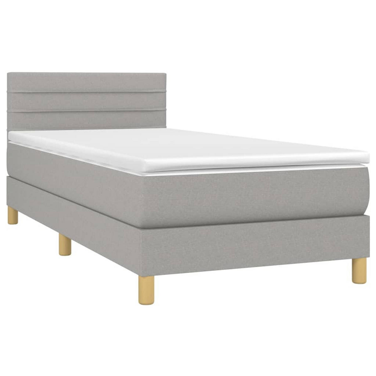 BOXSPRINGBETT Mit Matratze Hellgrau 90/200 Cm Stoff - Weiß, Textil (90/200cm) - vidaXL