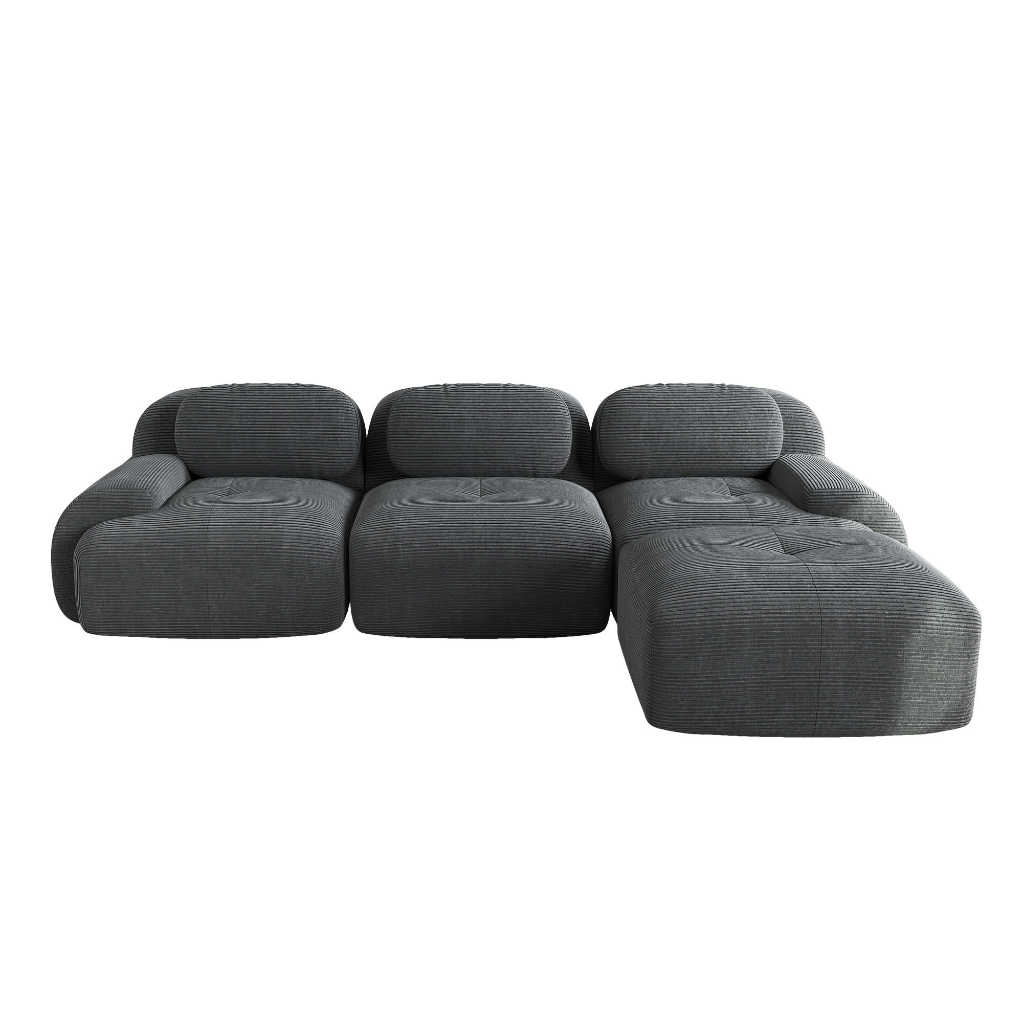 ECKSOFA 298/178/70 cm Grau Cord mit extra-breiten Armlehnen - Grau, Textil (298/178cm) - Oxeza