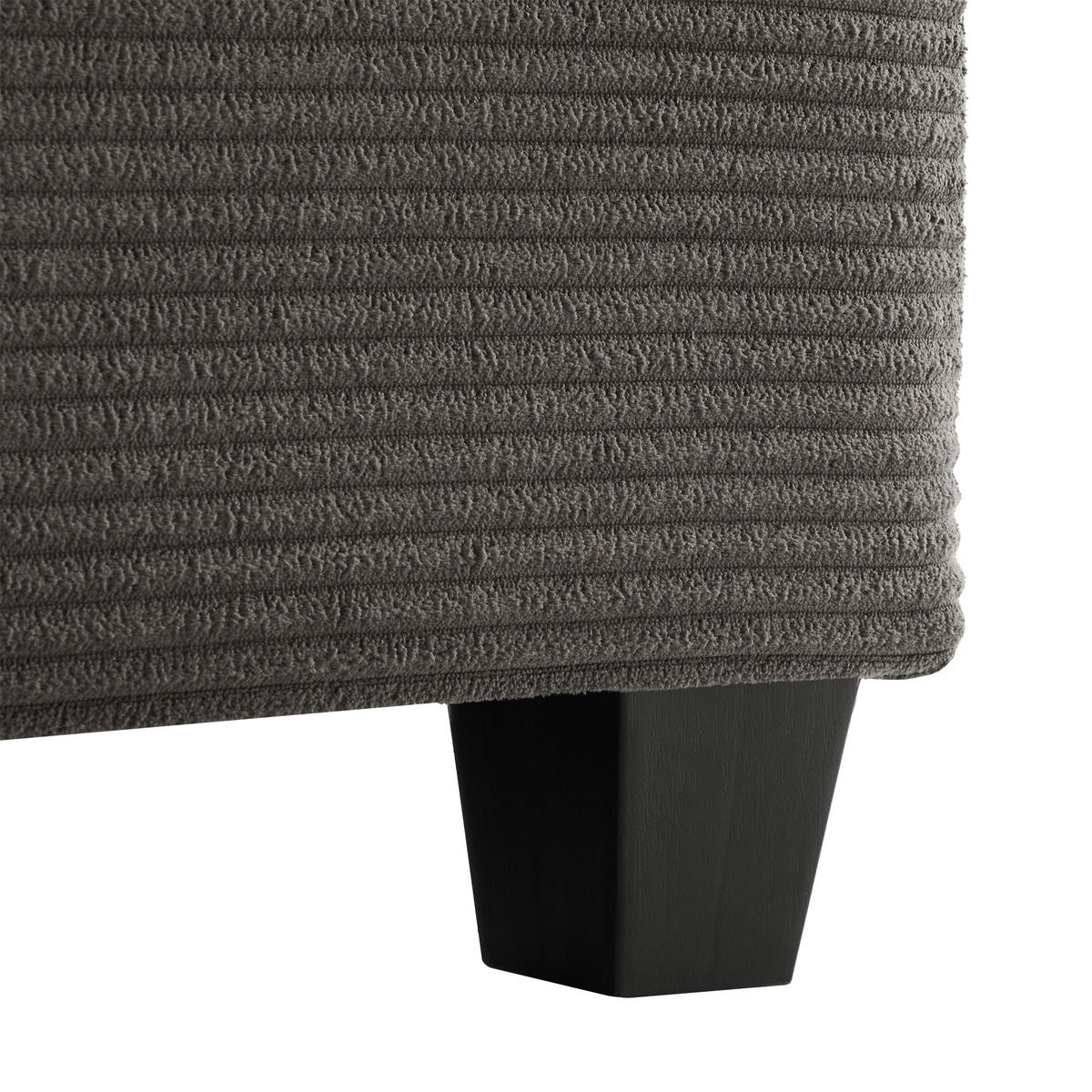 4-SITZER ECKSOFA Cord Dunkelgrau mit Hocker, USB und mit Kissen - Dunkelgrau, Holzwerkstoff/Kunststoff (213.5/139cm) - WISHDOR