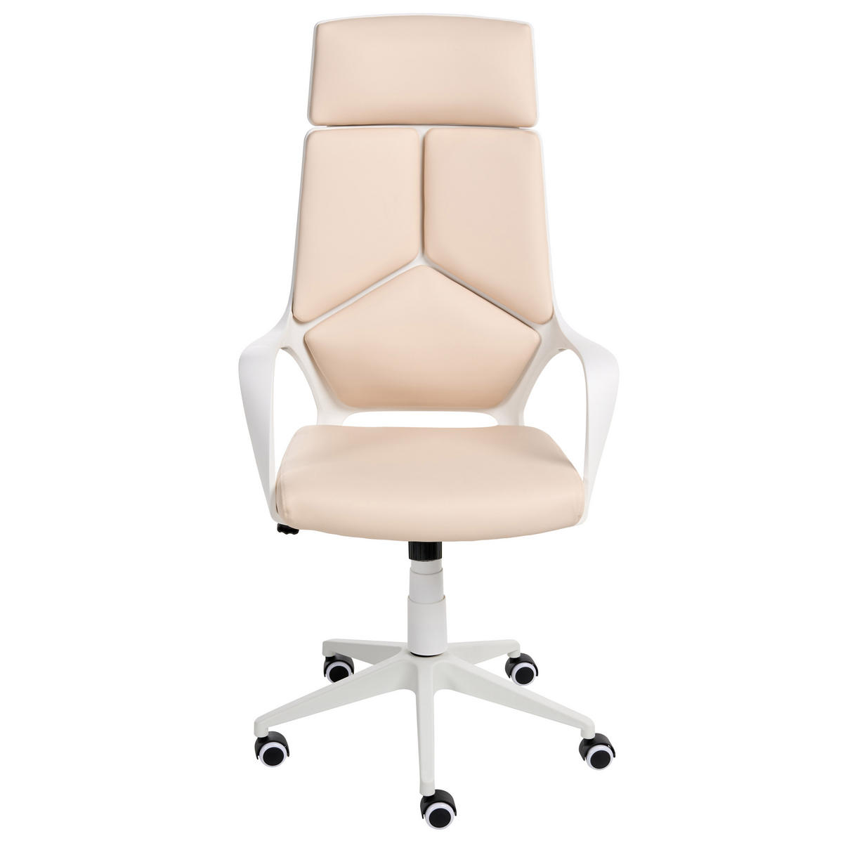 BÜROSTUHL Hellbeige Delight - Beige/Weiß, Kunststoff (64/116/64cm) - Beliani