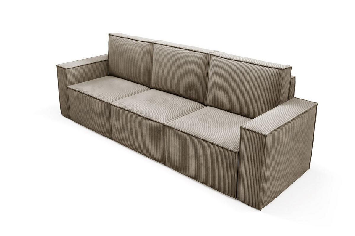 SOFA Orto Hellbraun, Dreisitzer Polstersofa - Hellbraun, Holzwerkstoff/Textil (247/93/82cm) - Bettso