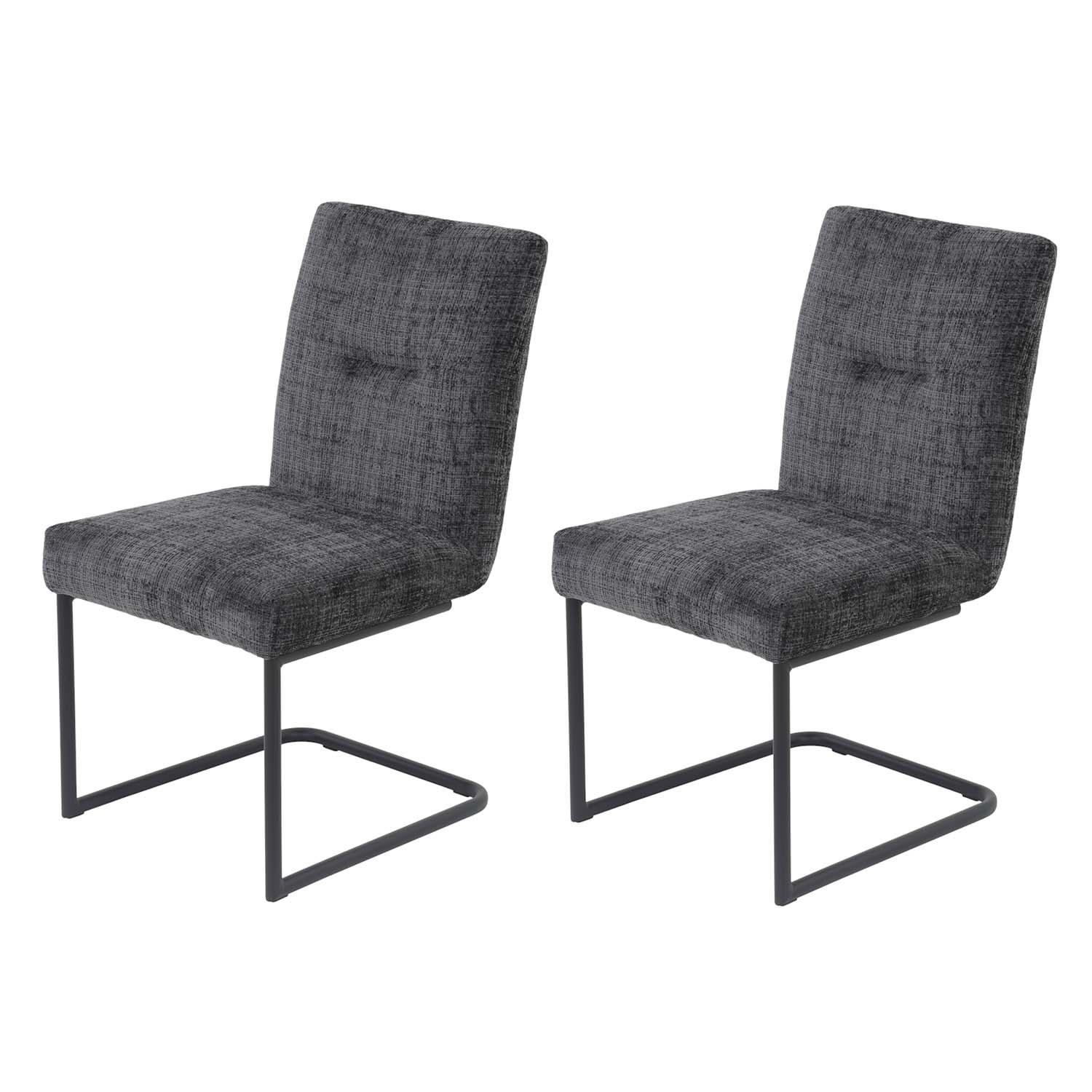 SCHWINGSTUHL 2 Stück Cleo I, XL Sitzbreite - Anthrazit - Anthrazit/Schwarz, Textil/Metall (52/90/66cm) - Hela Vertriebs GmbH