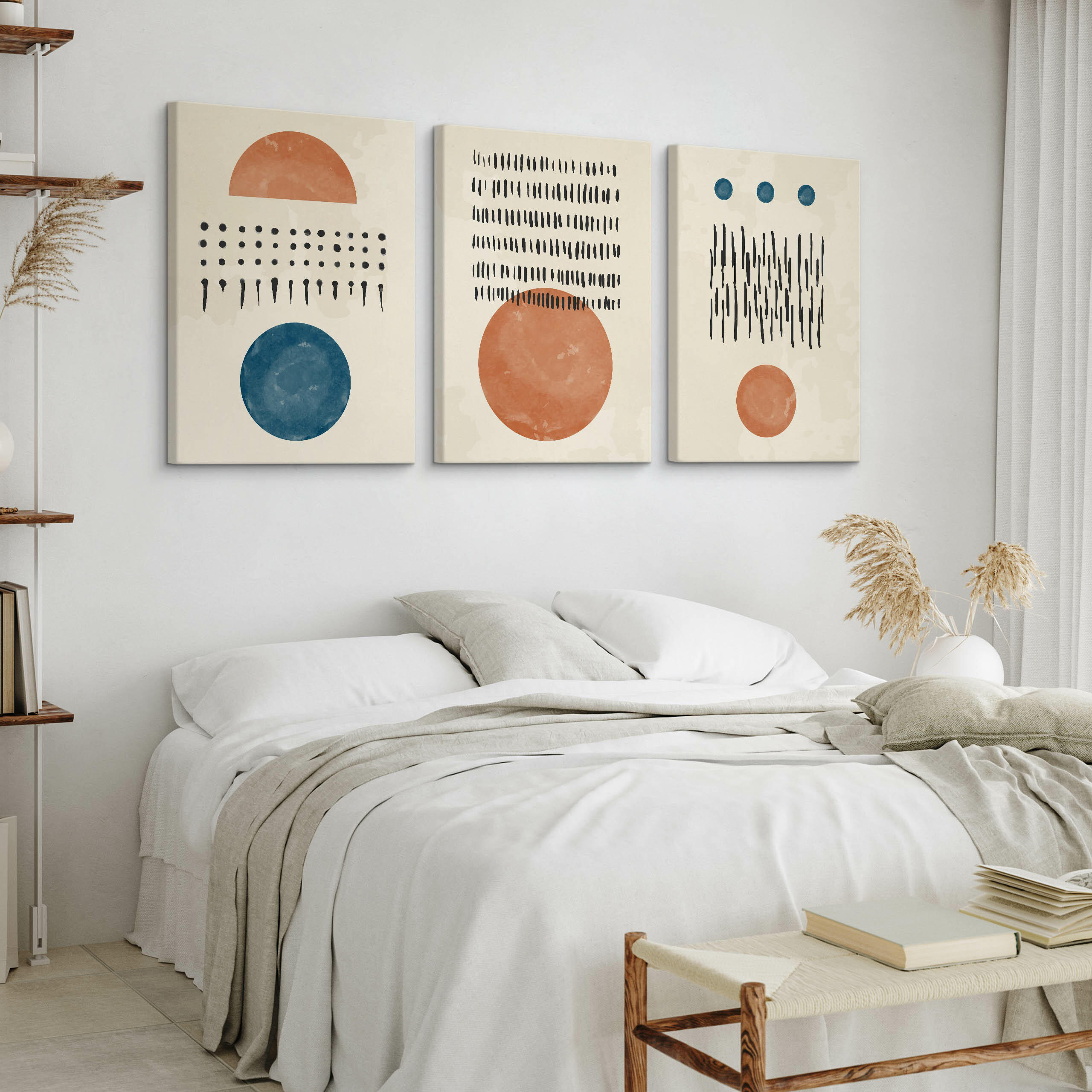 Thumbnail - Muralo Leinwandbilder, Blau, Grün, Schwarz, Beige, Braun, Orange, Türkis, Textil, Abstrakt, Kunstzeichnung, Rechteckig, ...