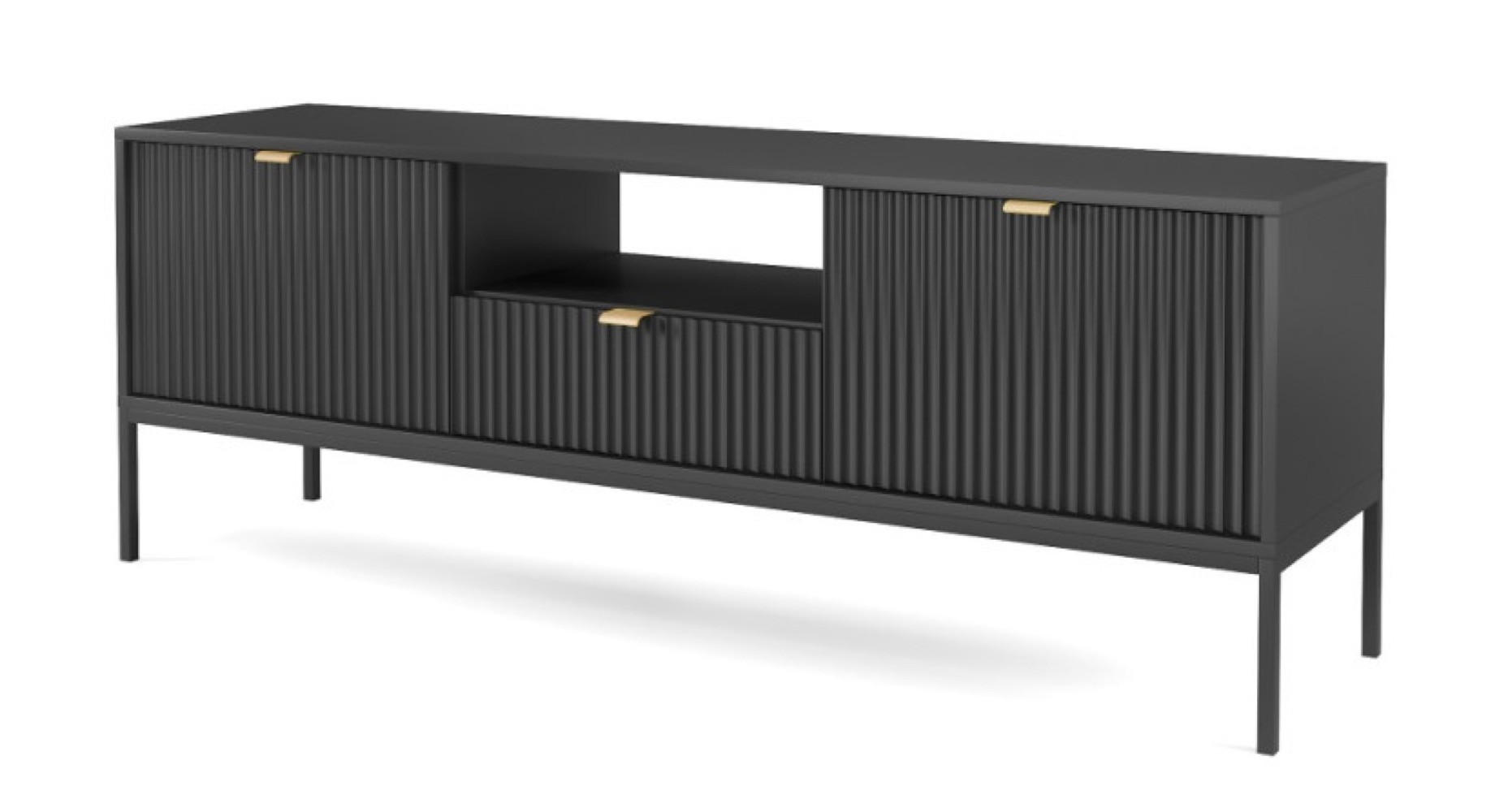 TV-LOWBOARD Schwarz NEW Schwarz - Schwarz, Holzwerkstoff (154/56/39cm) - Sepro Meble