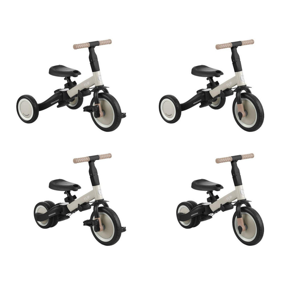 DREIRAD Flip 5 in 1 beige Stahlrahmen, rutschfeste Griffe, verstellbar - Beige, Metall (69/45/78cm) - Kikka boo