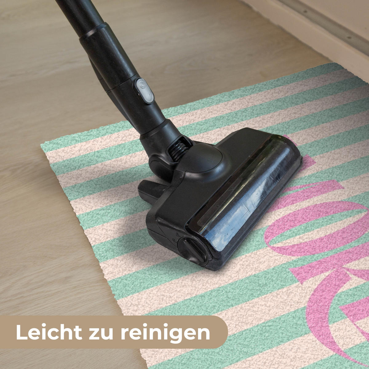 FUSSMATTE Rosa – Grün – Streifen – Amore 60x40 cm - Mintgrün, Kunststoff (60/0.4cm) - MuchoWow