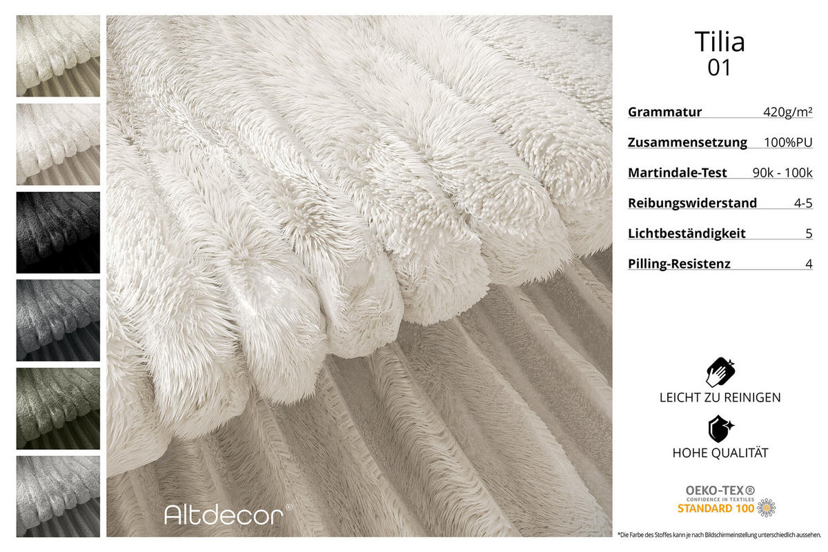 ECKSOFA mit Schlaffunktion und Bettkasten LIRA-L - 264x172x89 Creme - Creme, Holzwerkstoff/Textil (264/172cm) - ALTDECOR