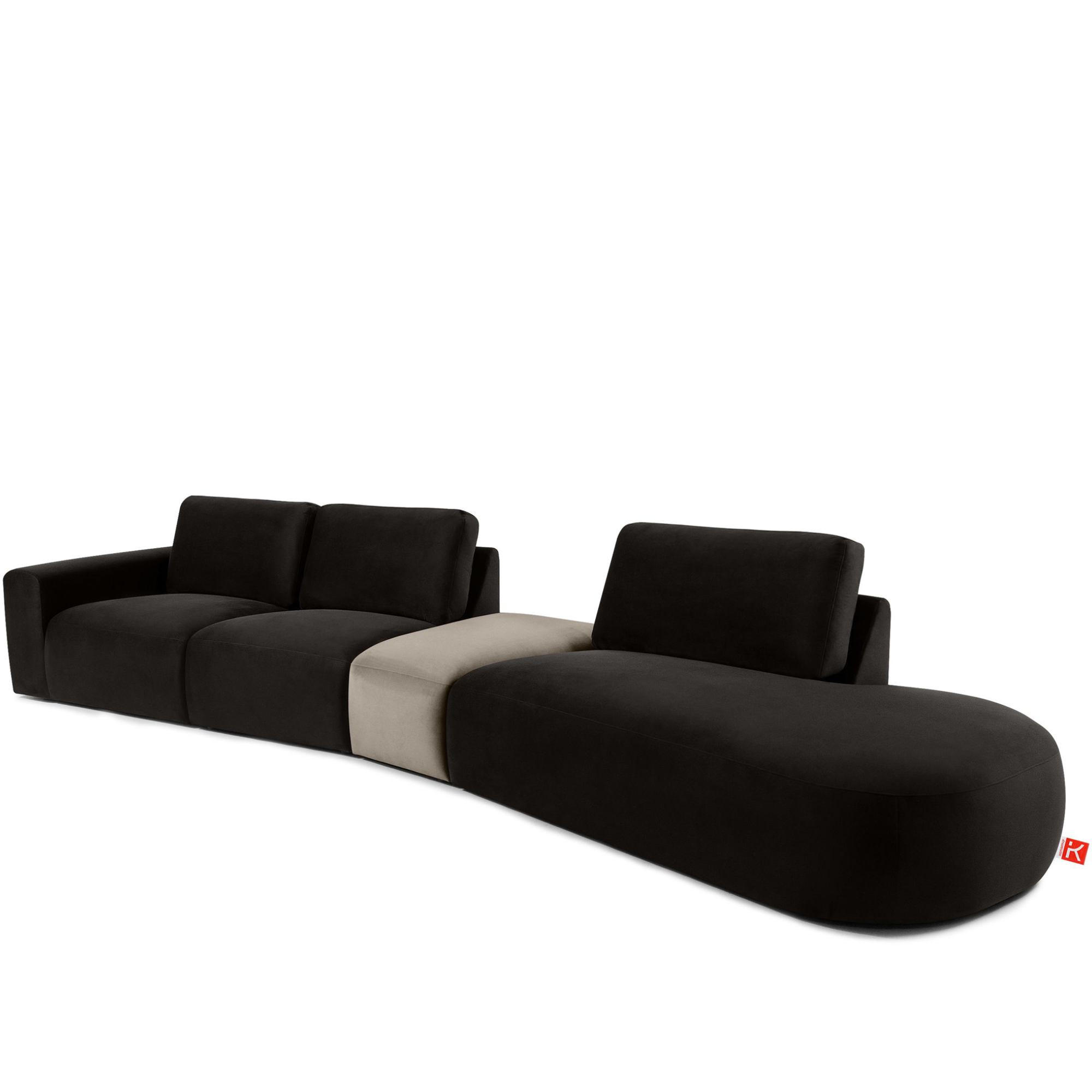 5-SITZER ECKSOFA ZUCCO Velour rechts, Braun - Braun, Textil (430/84/105cm) - KONSIMO®