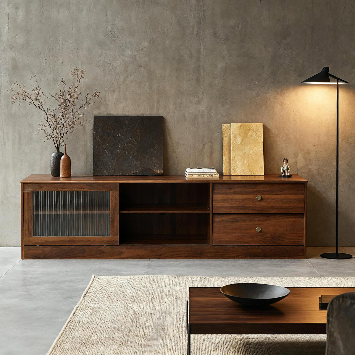 TV-SCHRANK, B160 x T40 x H45 cm - Braun, Holz (160/45/40cm) - Hometopia