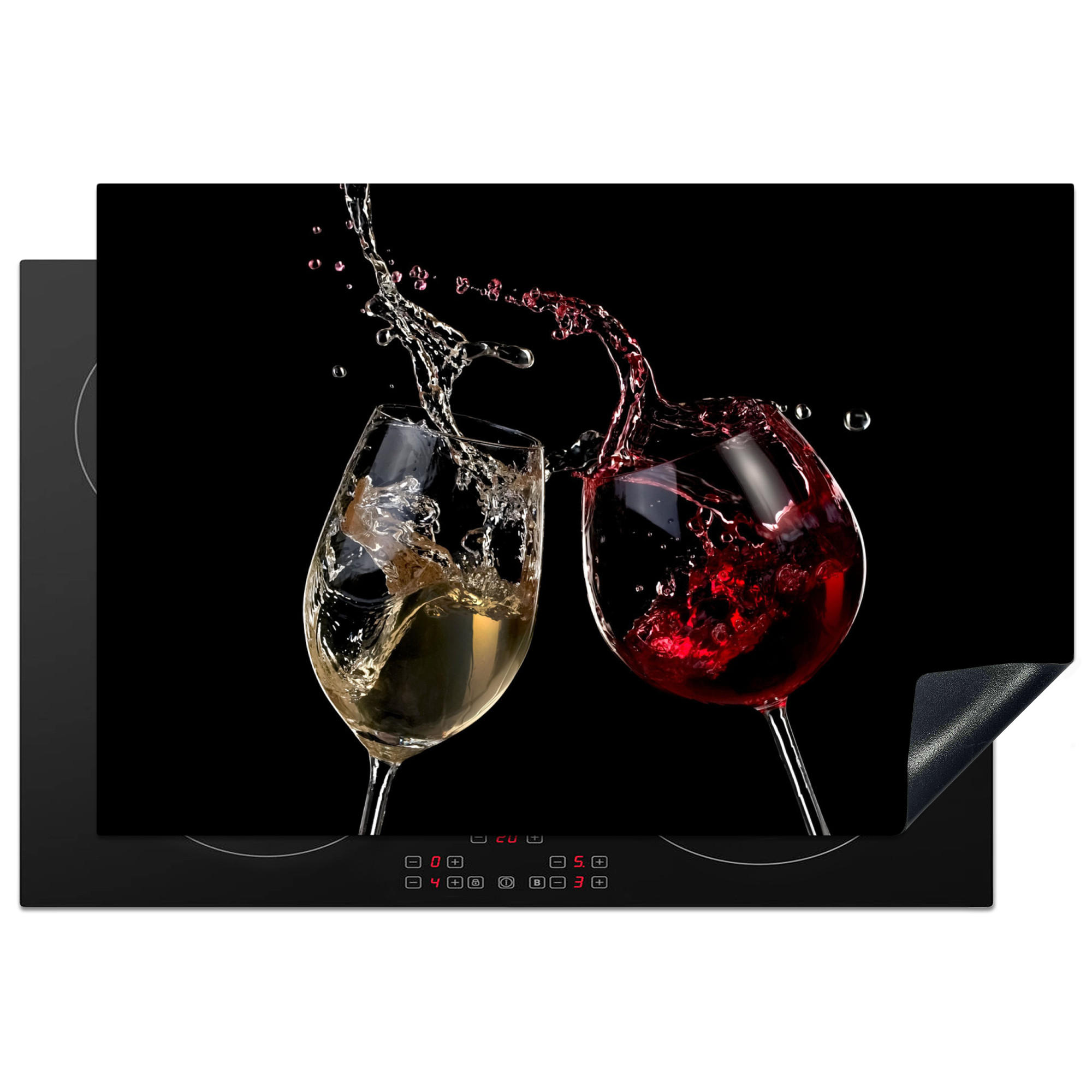 HERDABDECKPLATTE Rotwein - Weißwein - Glas - Schwarz 77x51 cm - Weinrot, Kunststoff (77/0.2/51cm) - MuchoWow