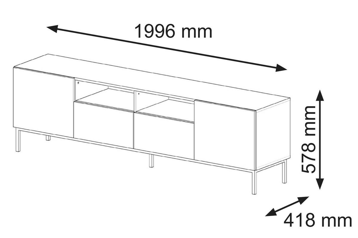TV LOWBOARD Schwarz, Artisan-Schwarz, Schwarz 200/58/42 - Schwarz/Eiche Artisan, Holzwerkstoff (200/58/42cm) - RAUMHIRSCH FURNITURE
