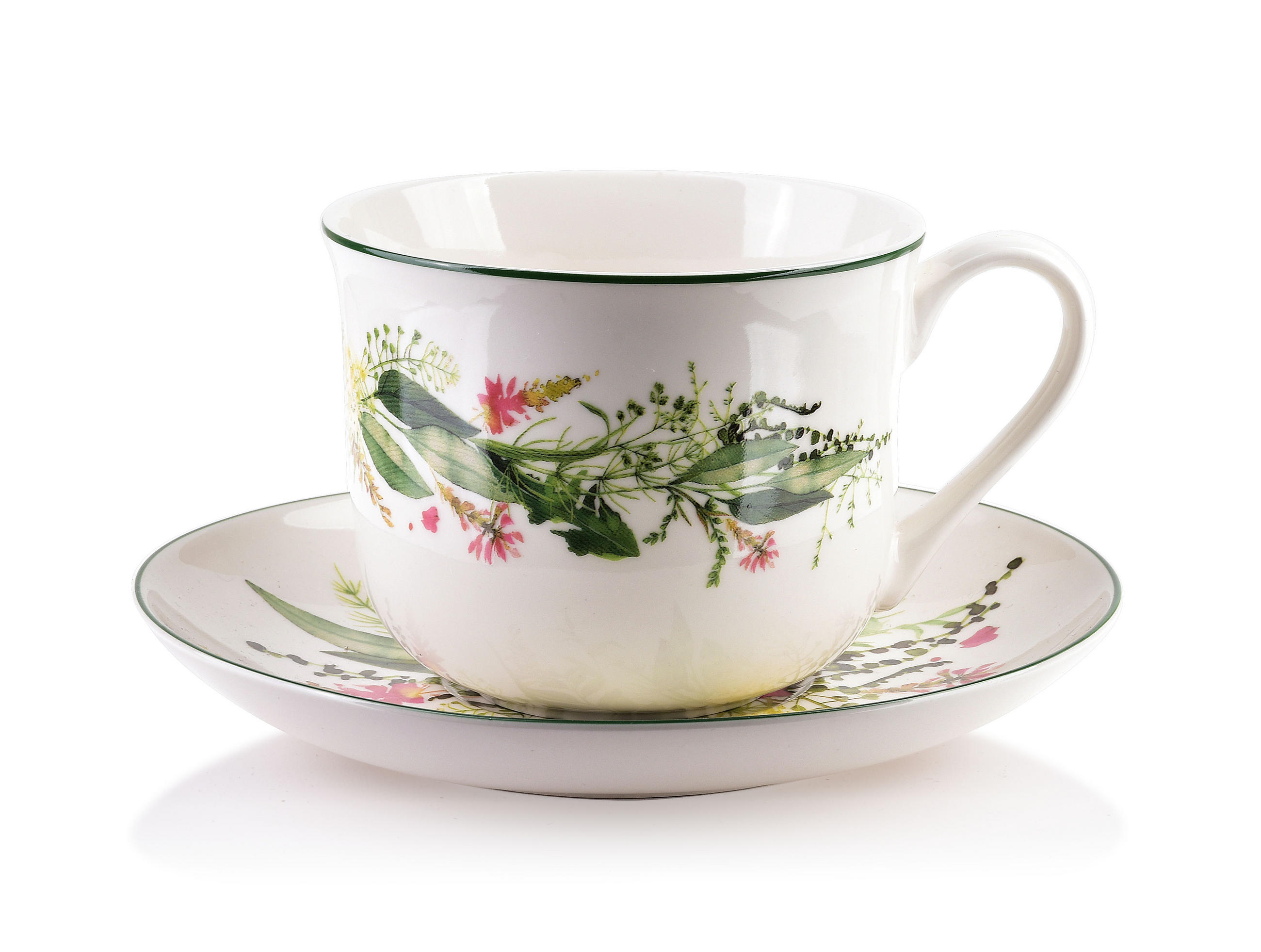 TASSE mit Untertasse Idylic Grün 10.4/5.4/8.6 cm Keramik - Grün, Keramik (0.45L) - Mondex