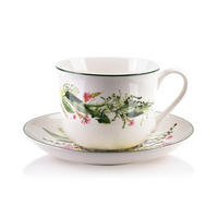 TASSE mit Untertasse Idylic Grün 10.4/5.4/8.6 cm Keramik - Grün, Keramik (0.45L) - Mondex