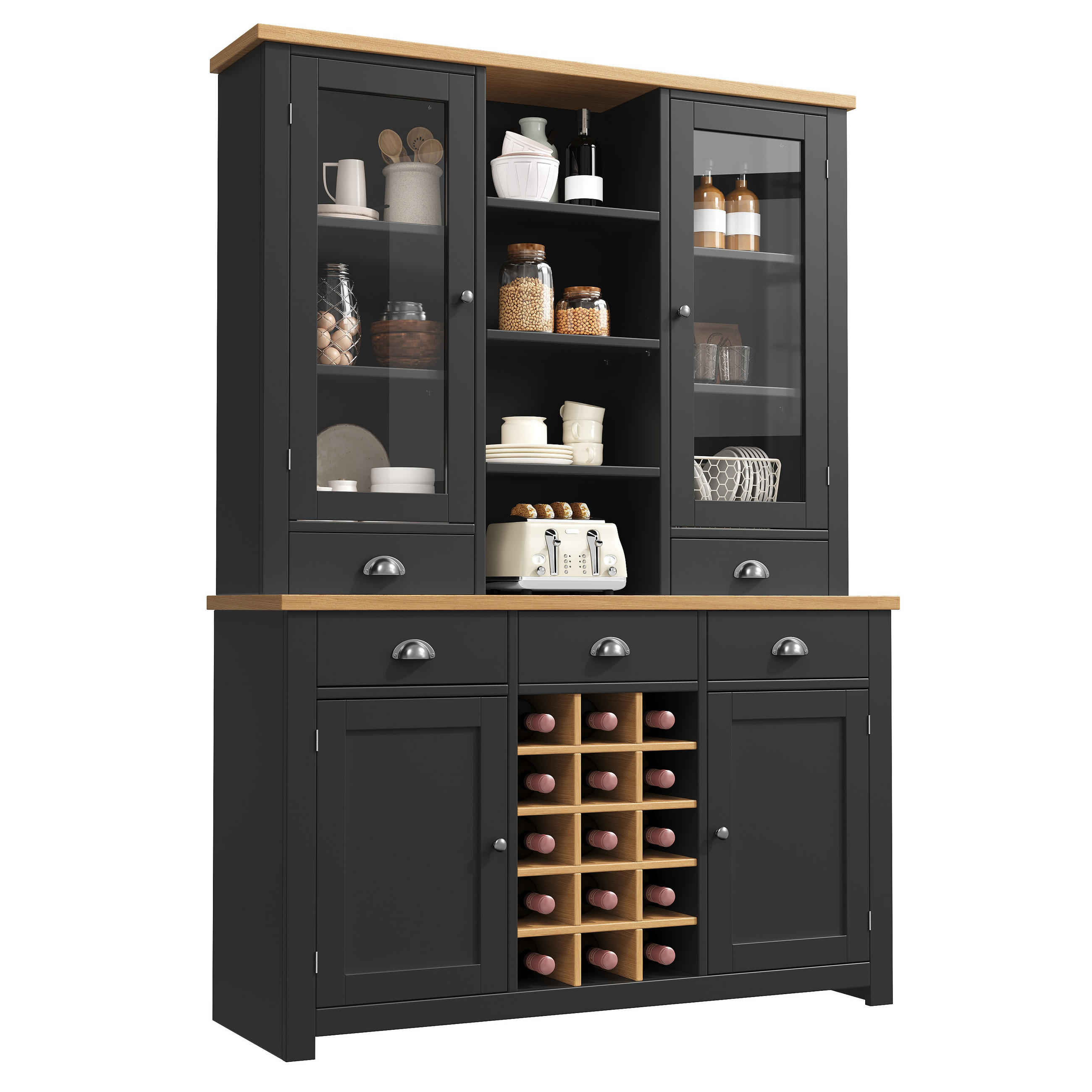 Evryae Buffet Schwarz 120x185x40 cm