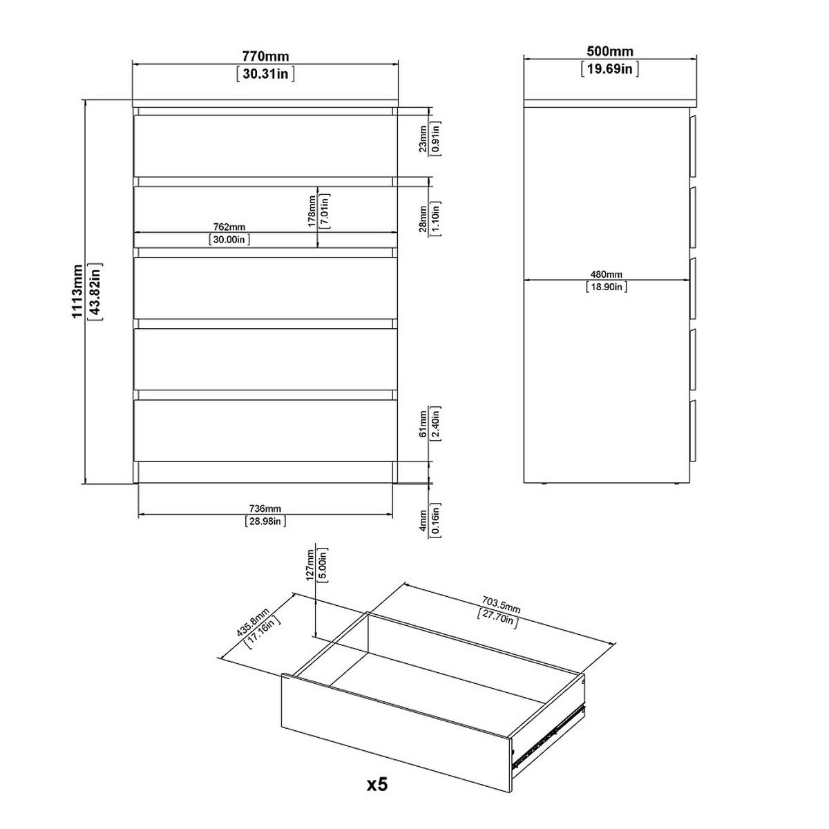 KOMMODE Beton Dekor - Grau, Holzwerkstoff (77/111/50cm) - ebuy24