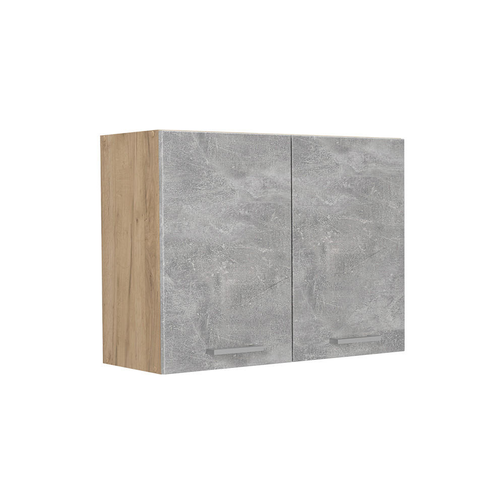 KÜCHENGLASSCHRANK R-Line, Beton/Goldkraft Eiche, 80 cm - Eichefarben/Grau, Holzwerkstoff (80/60/31cm) - Vicco