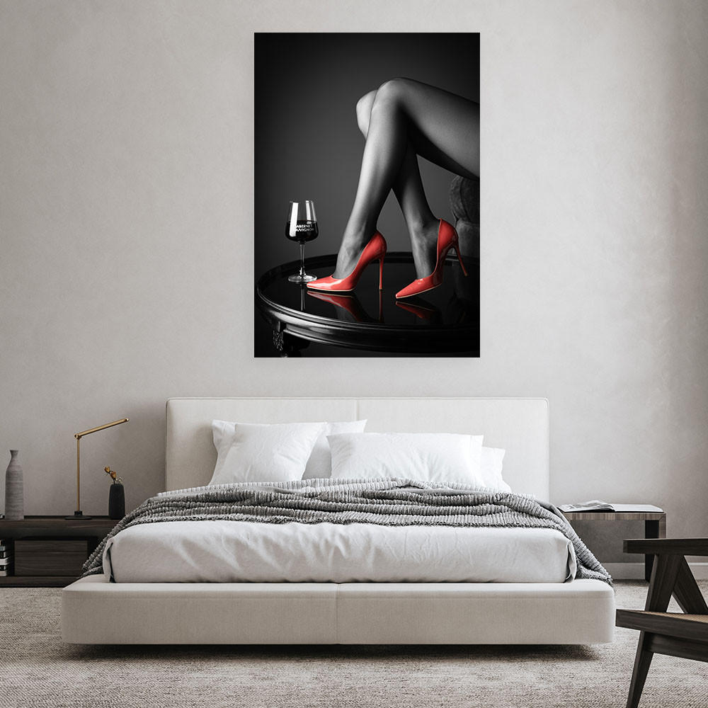 LEINWANDBILD Frau in roten High Heels 80x120cm - Schwarz, Textil (80/120cm) - Feeby