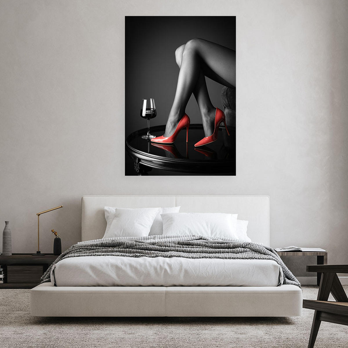 LEINWANDBILD Frau in roten High Heels 80x120cm - Schwarz, Textil (80/120cm) - Feeby