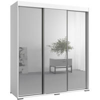 SCHIEBETÜRENSCHRANK mit Schubladen und Spiegel Como 3D3L 180 Weiß - Silberfarben/Weiß, Holzwerkstoff/Metall (180/208/67cm) - mzm24