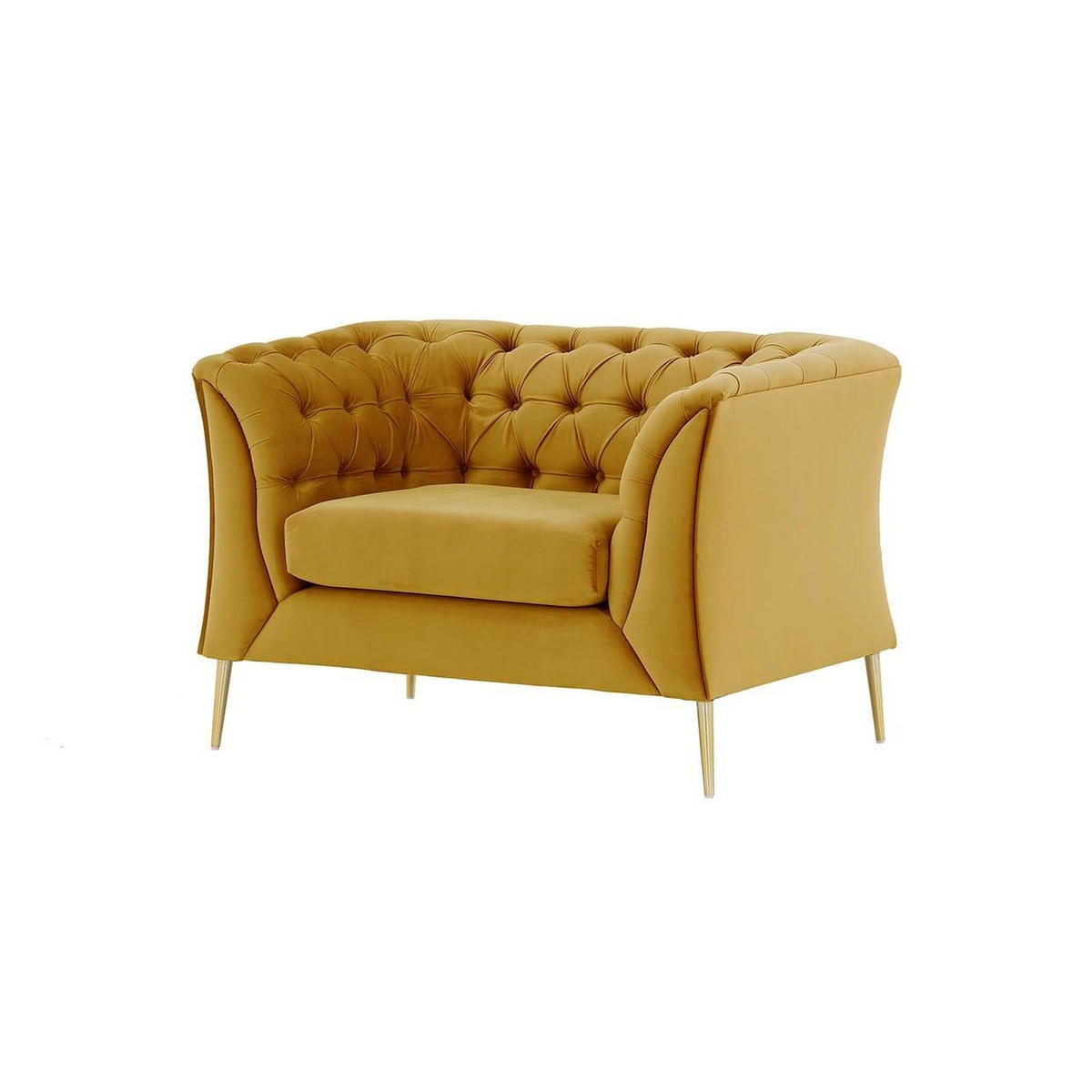 SESSEL Chesterfield Modern-Velluto 8 - Gelb, Holz/Textil (106/74/80cm)