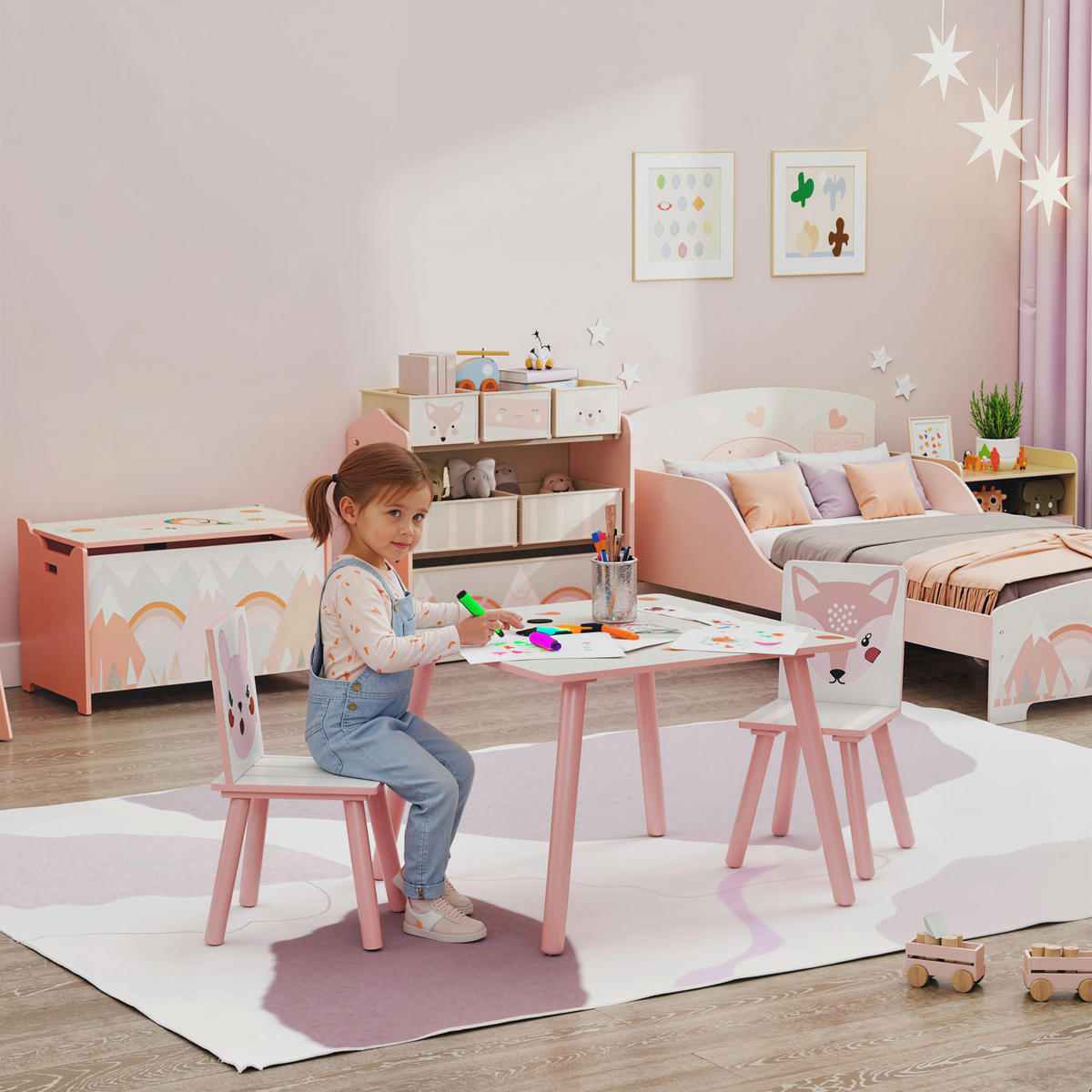 KINDERTISCHGRUPPE Rosa 60.0/60.0/44.0cm - Rosa, Holzwerkstoff (60/44/60cm)