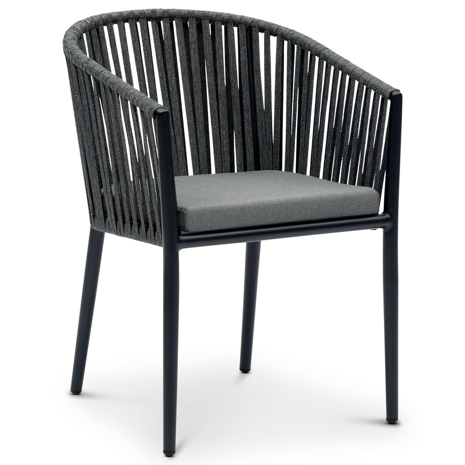 GARTENSTÜHLE ISOLA 6ER-SET - Schwarz/Grau, Textil/Metall (56/78/62cm) - IDIMEX