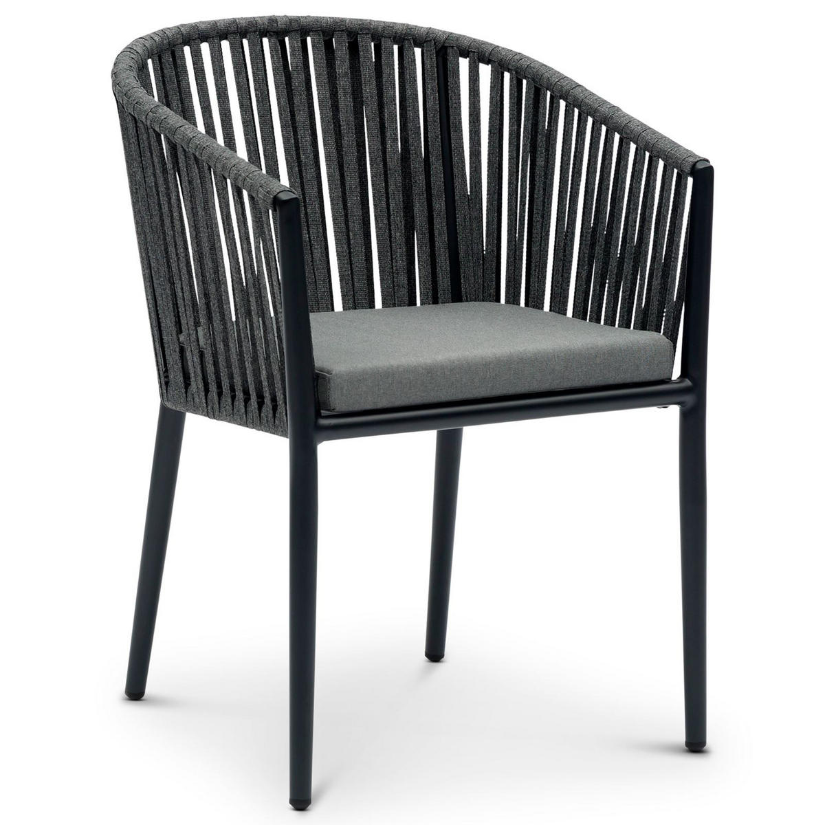 GARTENSTÜHLE ISOLA 6ER-SET - Schwarz/Grau, Textil/Metall (56/78/62cm) - IDIMEX