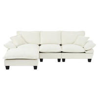 ECKSOFA 264/155/90 cm Beige mit 1 beweglicher Fußhocker - Beige, Textil (263/151cm) - Oxeza