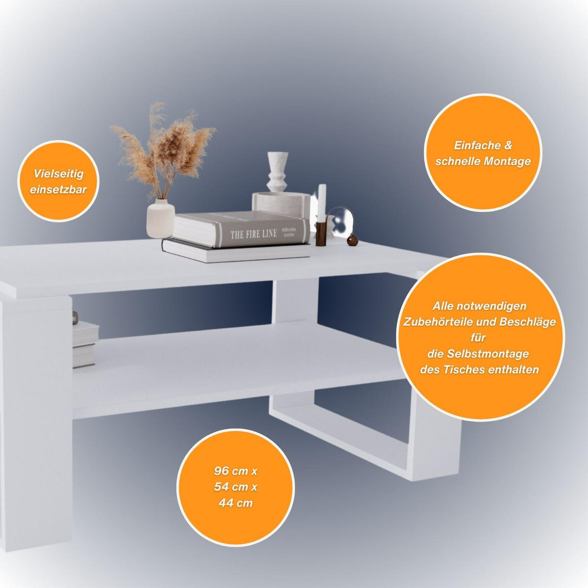 COUCHTISCH Kaja96 96/42/53,8 - Weiß, Holzwerkstoff (54/96/42cm) - RAUMHIRSCH FURNITURE