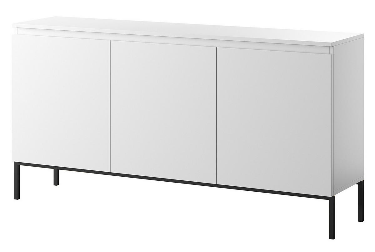 SIDEBOARD Bemmi Weiß mit schwarzen Beinen 3-türig 150 cm - Schwarz/Weiß, Holzwerkstoff/Metall (150/77/35cm) - Selsey