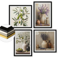 WANDBILDER 4er-Set - 50x50 cm & 40x60 cm Schwarzer Rahmen - Blumen in Vasen als Dekoration - Schwarz, Kunststoff (50/50cm) - ArtPrintCave