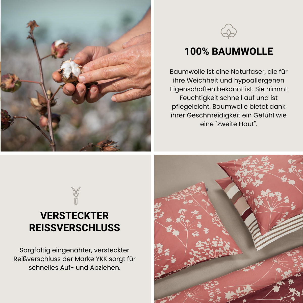 BETTWÄSCHESET Alyssa - Renforcé - 2-teilig - 135 x 200 cm - Altrosa - Altrosa, Textil (135/200cm) - SCHIESSER