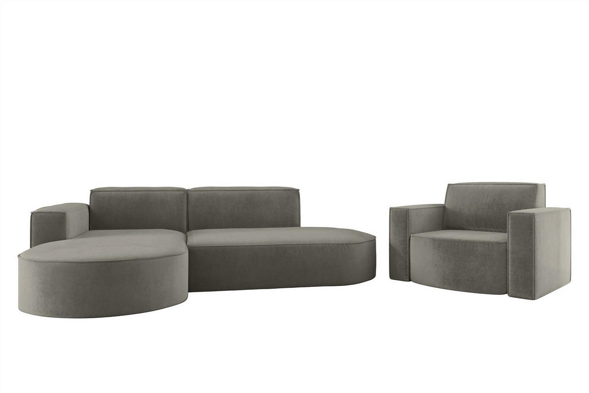 SOFASET Palma In Noel - Grau, Holzwerkstoff/Textil (236/78/165cm) - Fun Möbel