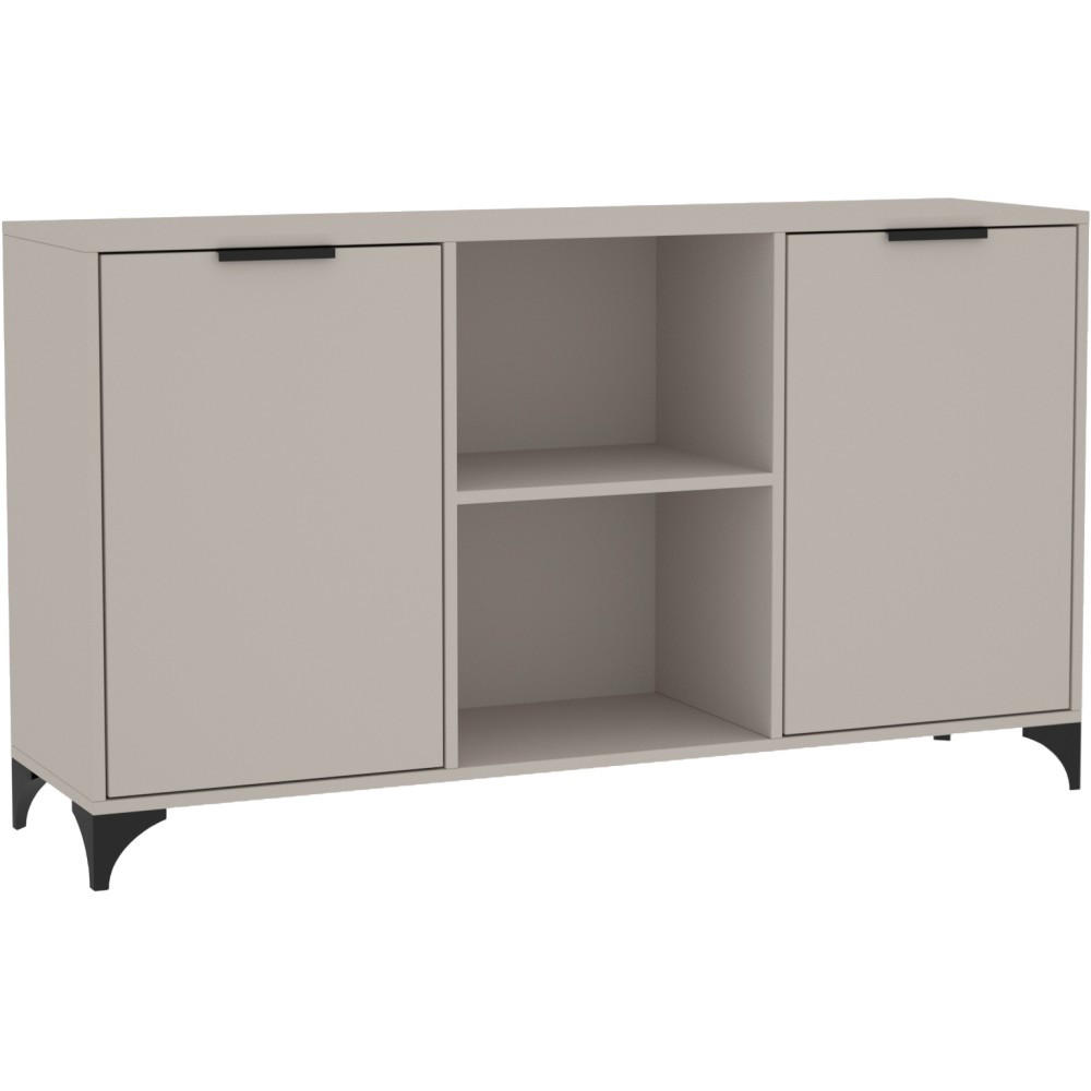 KOMMODE Home mit 2 Türen, mit Griffen, Kaschmir - Kaschmir/Schwarz, Holzwerkstoff (150/85/40cm) - Beautysofa