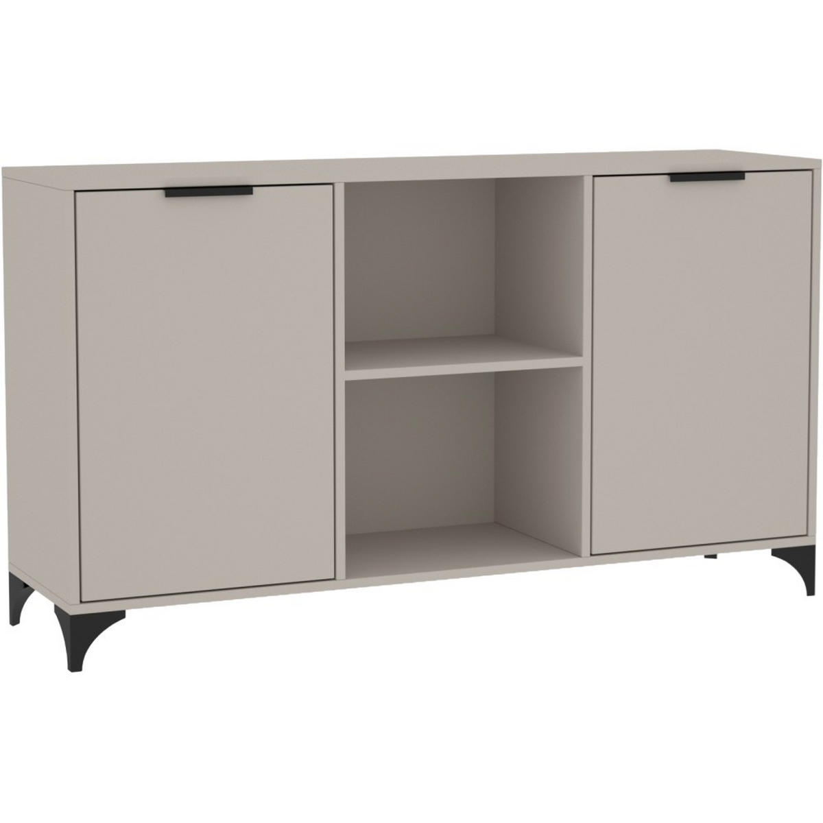 KOMMODE Home mit 2 Türen, mit Griffen, Kaschmir - Kaschmir/Schwarz, Holzwerkstoff (150/85/40cm) - Beautysofa