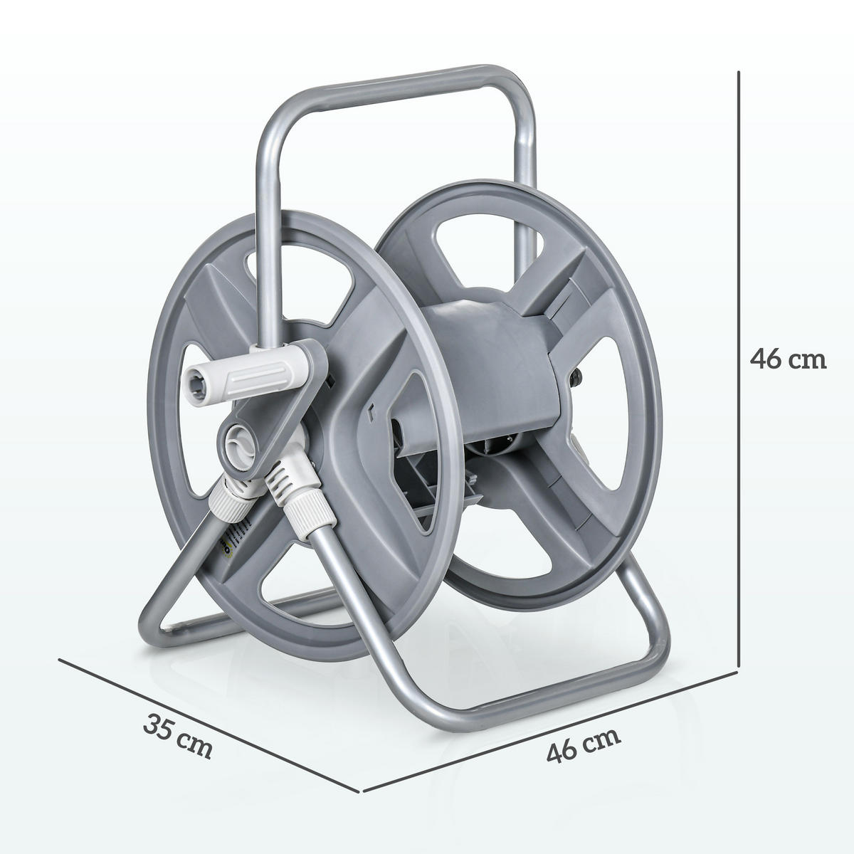 SCHLAUCHAUFROLLER 40 m DE-13772 mit Kurbel, Wand- oder Bodenmontage - Grau, Kunststoff (35/46/46cm) - ComfortXL