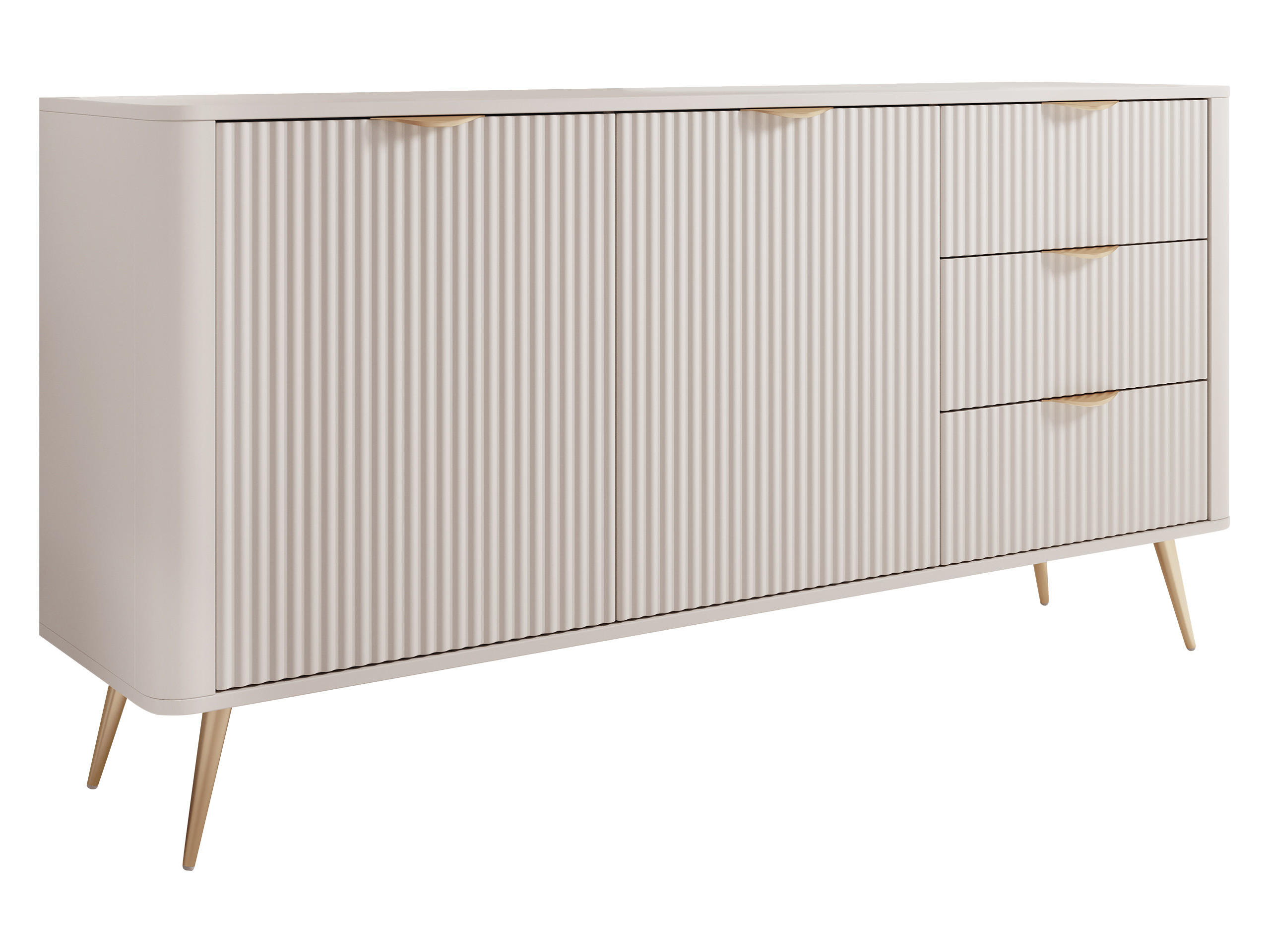 KOMBIKOMMODE Lante 2D3S - Beige/Goldfarben, Holzwerkstoff/Metall (164/82/38cm) - MIRJAN24