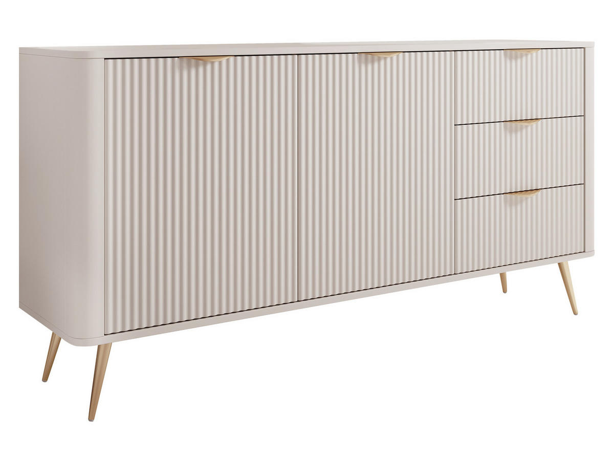 KOMBIKOMMODE Lante 2D3S - Beige/Goldfarben, Holzwerkstoff/Metall (164/82/38cm) - MIRJAN24