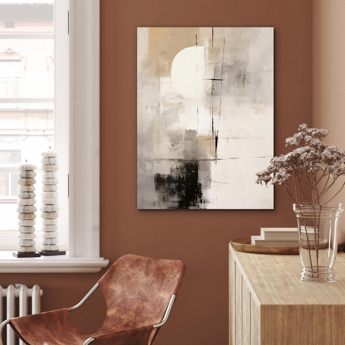 KOVOVÝ OBRAZ Abstraktné - Umenie - Sivé 60x80 cm - svetlosivá, kov (60/80cm) - MuchoWow